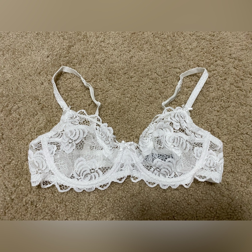 Adore Me White Lace Bra